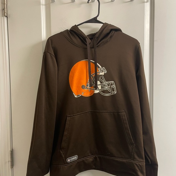 Brown Hoodie with Orange Helmet Design - Picture 1 of 3